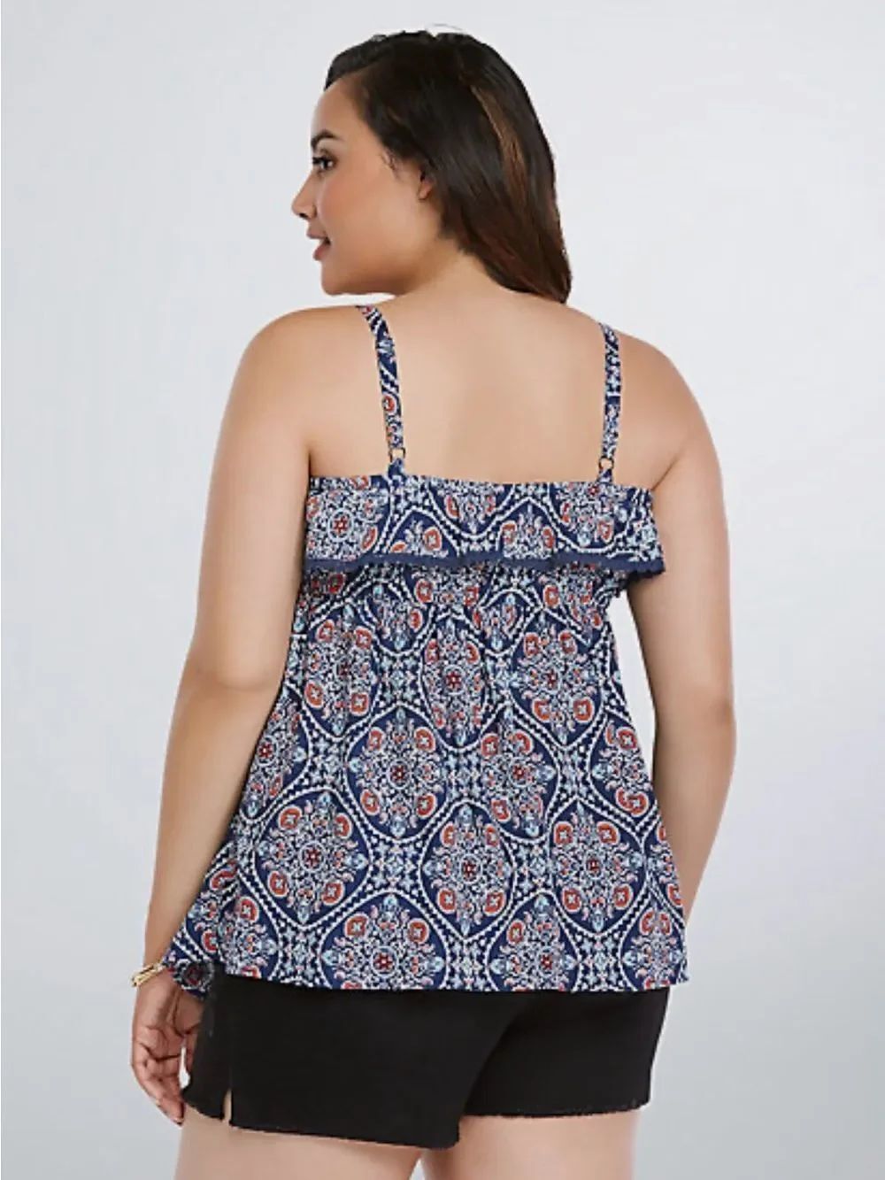 EUC torrid Paisley Ruffle Babydoll Top Blouse Tank - Picture 2 of 9